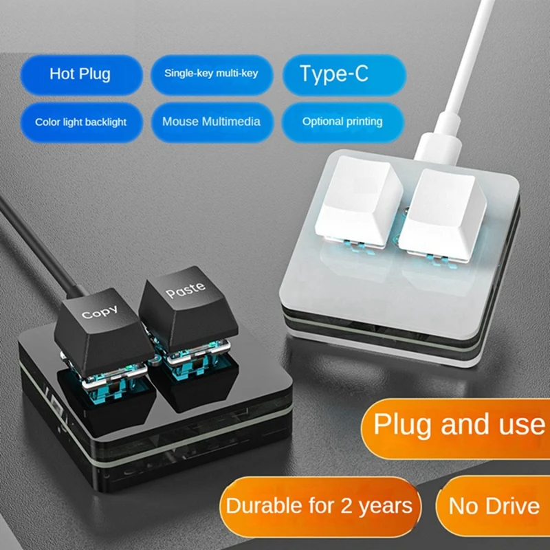 Custom Mini Keyboard 2 Key RGB Macro OSU Keypad Programmable Mechanical Keyboard For Gaming Working