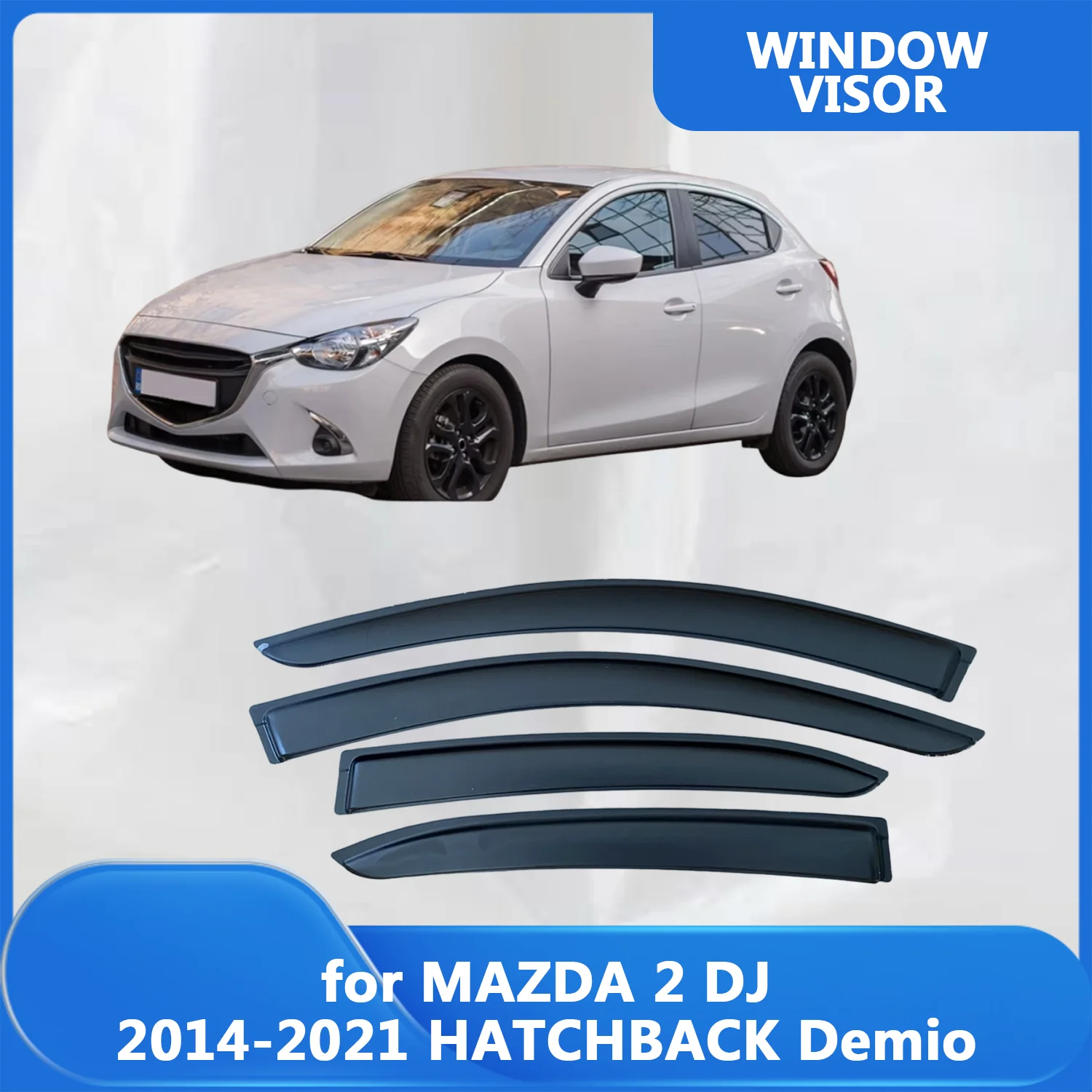 

Window Visor for MAZDA 2 DJ 2014 2015 2016 2017 2018 2019 2020 2021 HATCHBACK Demio Wind Deflectors Rain Guards Door Visor Vent