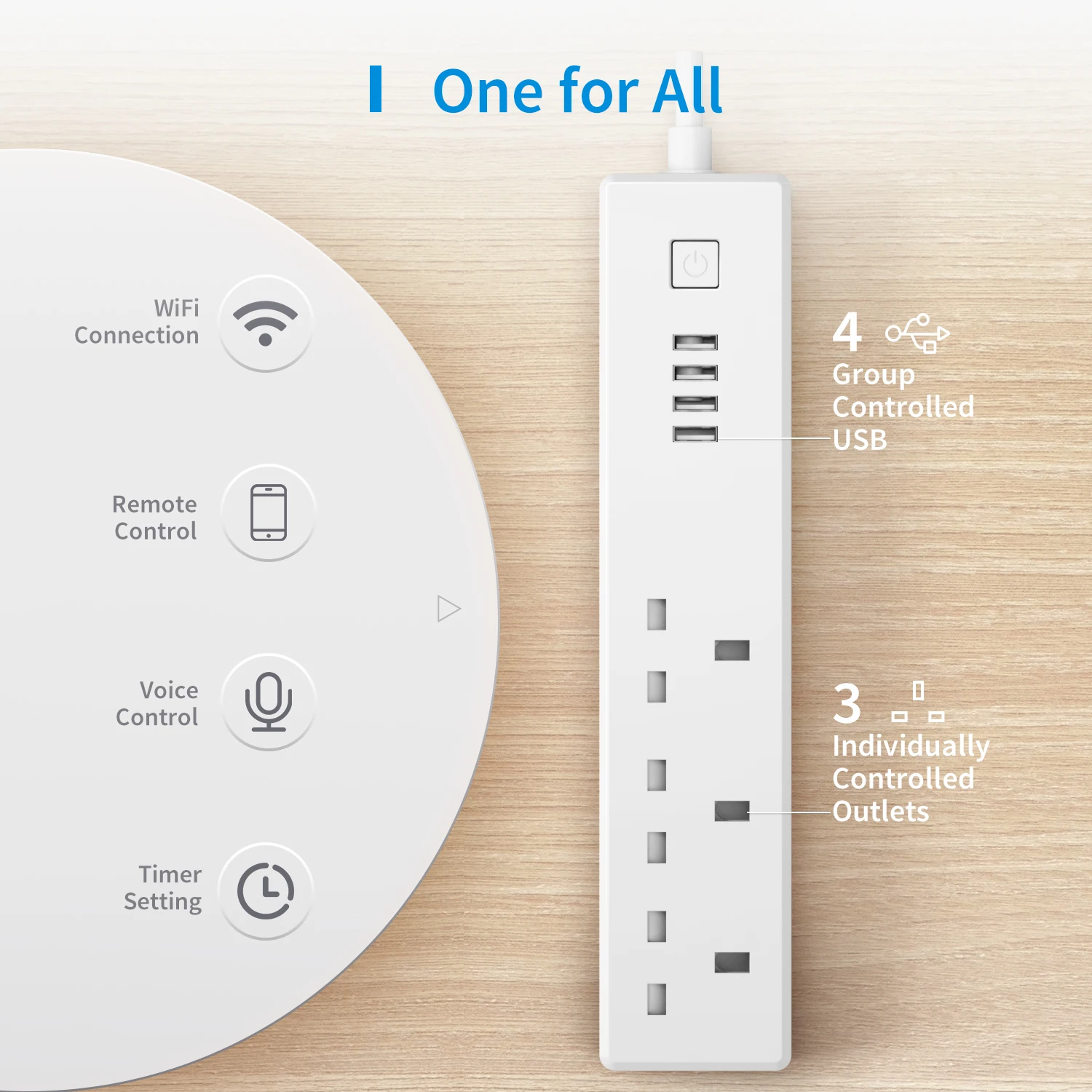 Smart WiFi Surge Protector Power Strip App Remote Control UK Plug Support Homekit Alexa Google Assistant IFTTT and SmartThings