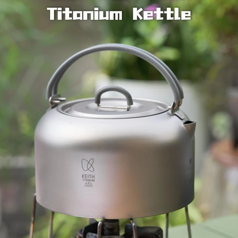 

Титановый походный чайник Keith 1L - ультралегкий горшок для пеших прогулок, путешествий, устойчивый к ржавчине, быстро кипящий водяной горшок для костра