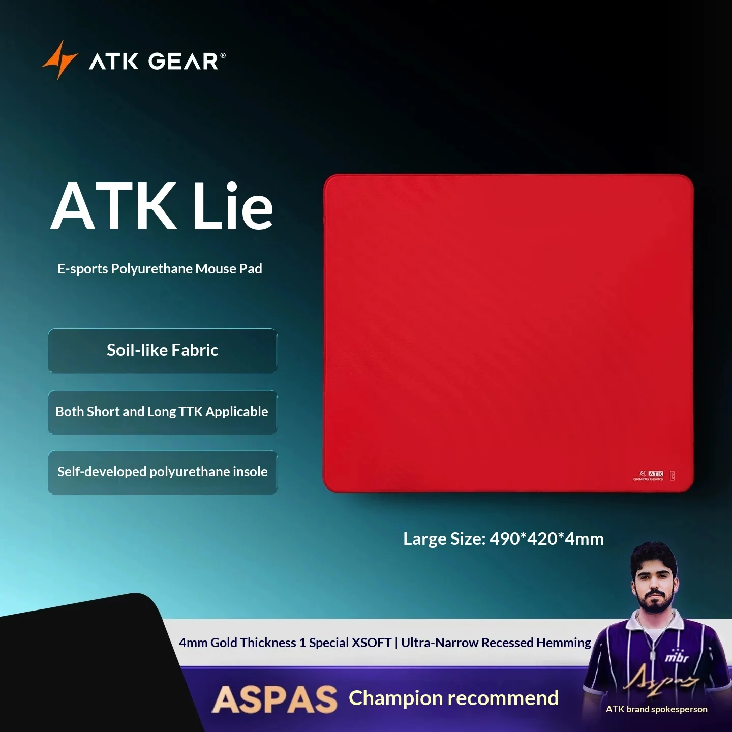 Atk Lie Gaming Mouse Pad Large 490×420mm Xsoft Pu Base Neutral Balanced Surface E-Sports Mousepad For Fps Game 3 Colors