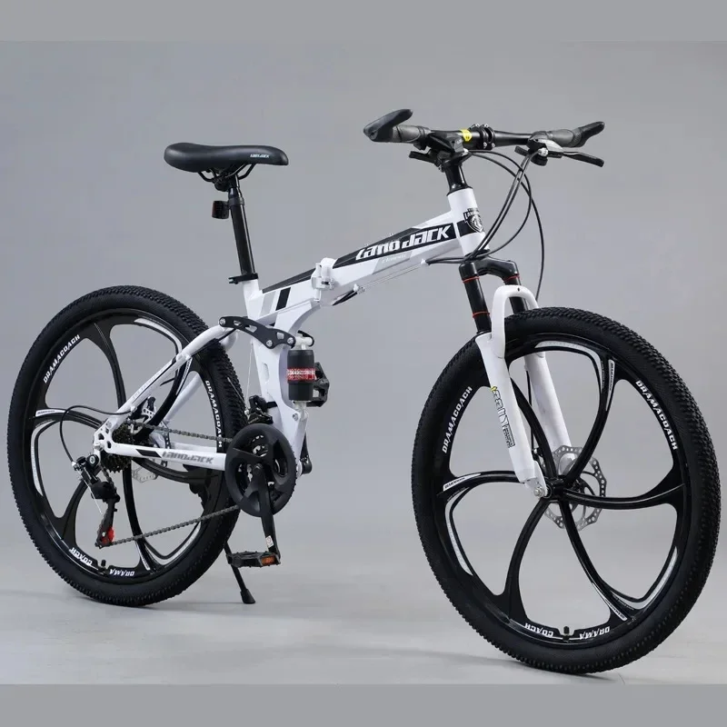 26 Inch Folding Mountain Bicycle 6 Knife MTB Full Suspension Soft Tail Cross Country Bike High Carbon Steel Downhill Bike aldult