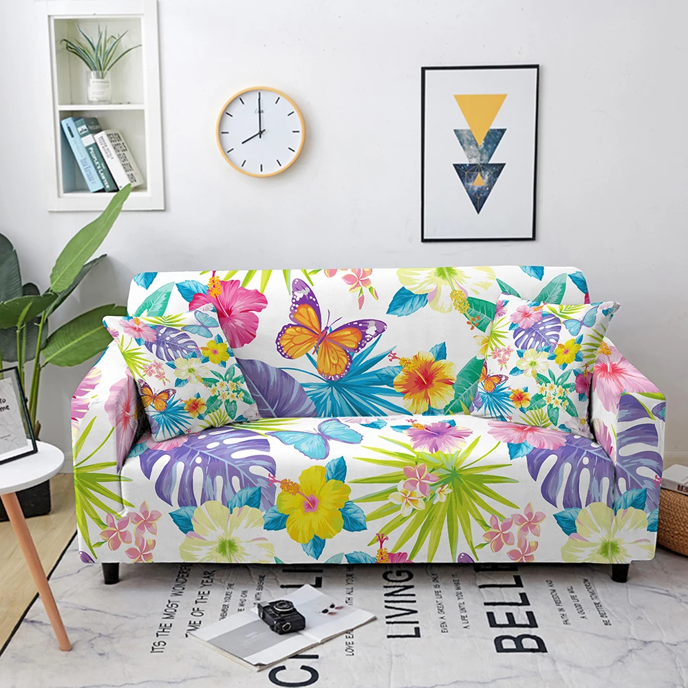 Tropical Elastic Sofa Cover for Living Room Sofa Cover Lounge Sectional Couch Cover Cushion Cover Sofa Slipcover 1/2/3/4 Seaters