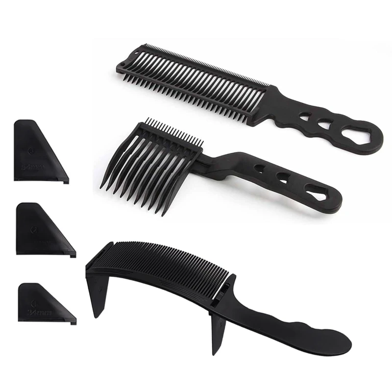 3Pcs Fade Comb For Men,Barber Cutting Comb, Anti-Static Heat Resistants Adjustable Curved Comb For Positioning And Flat