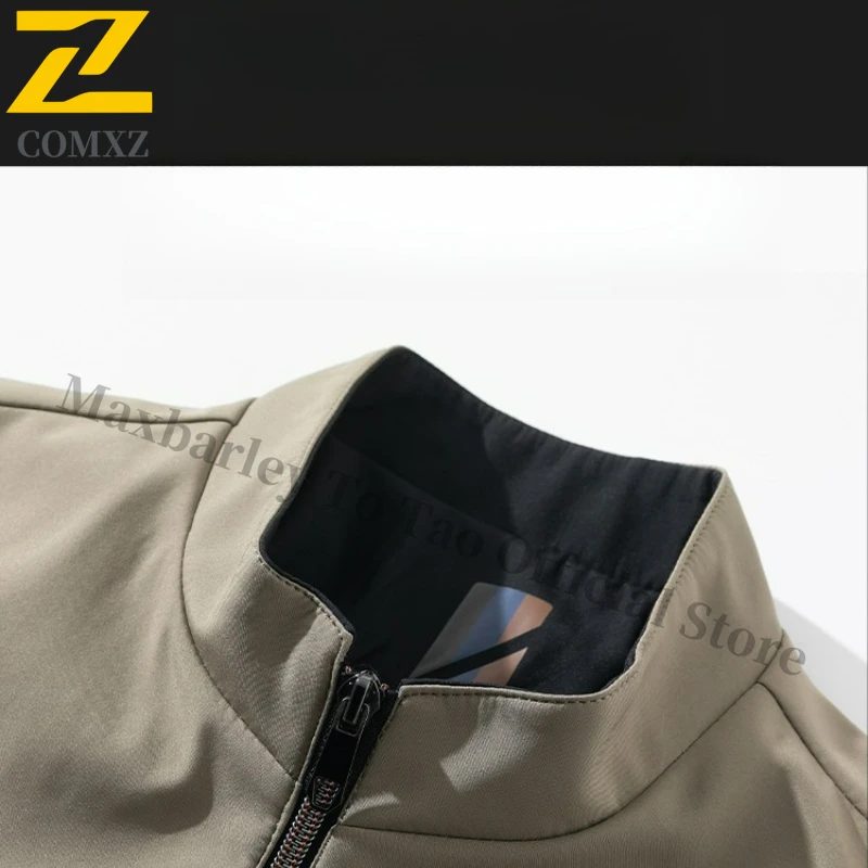 2025 New Baseball Jacket Men's Stand Collar Business Casual  Waterproof Coat Resistant Spring Autumn Trendy Windproof Outerwear
