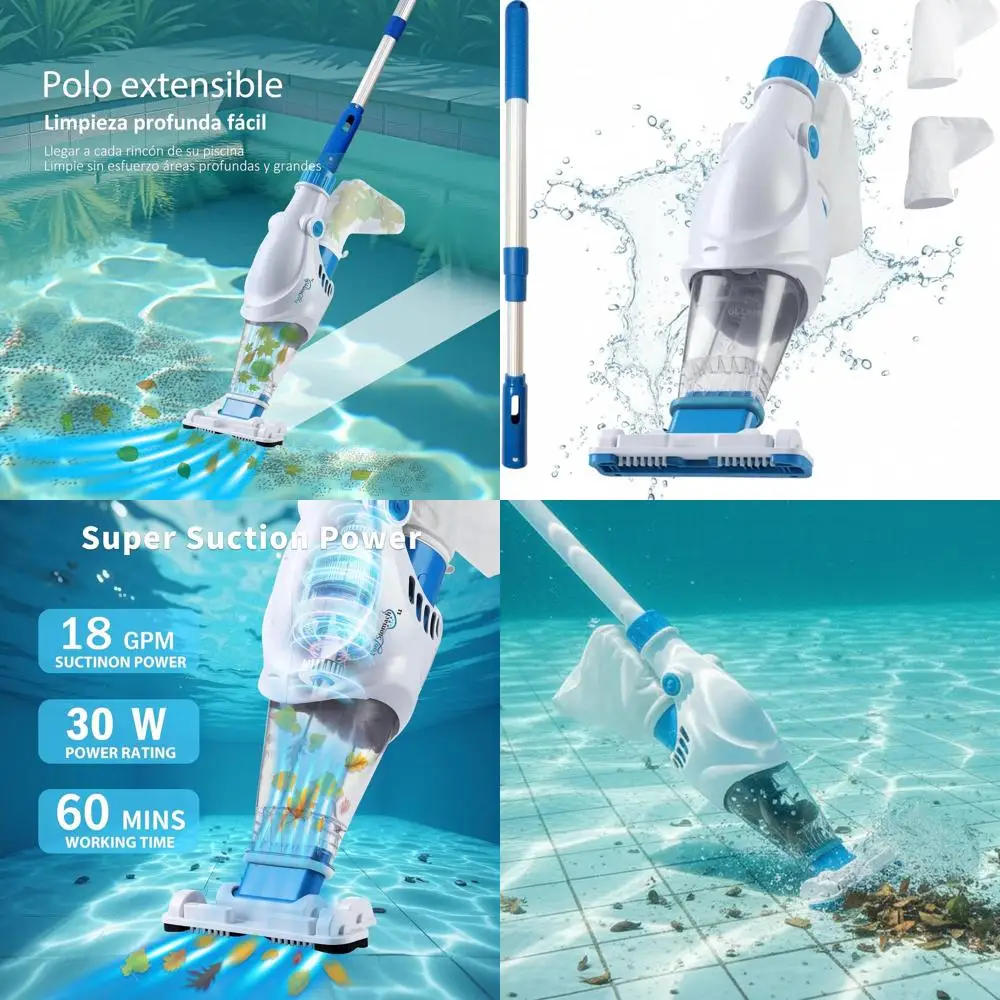 

Wireless Robotic Pool Cleaner, 60-Minute Auto Vacuum, Dual-Drive Suction, Self-Parking, Waterproof IPX8, Suitable for Above/In-G