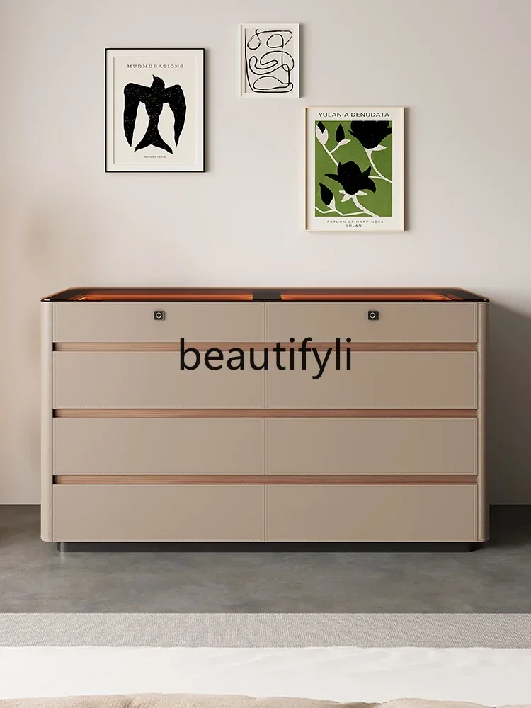 

LJYBedroom Bedside Locker Drawer Fingerprint Lock Storage Chest Cloakroom Jewelry Display Cabinet