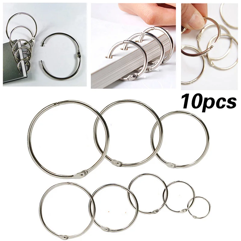 10Pcs/set Metal Binder Ring Metal Loose Leaf Book Binder Hoop Ring Multifunctional Keychain Circle DIY Album Scrapbook Craft