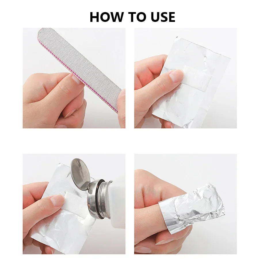 100 قطعة من رقائق الألومنيوم مزيل فن الأظافر يلتف مع مناديل قطنية لغطاء جل الأشعة فوق البنفسجية من الأكريليك أدوات العناية بالأظافر #5