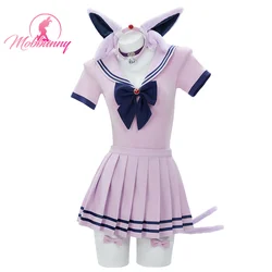 Mobbunny PM Derivative Loungewear Purple Bodysuit Sailor Uniform Pleated Skirt Set with Headband Choker Cosplay Costume