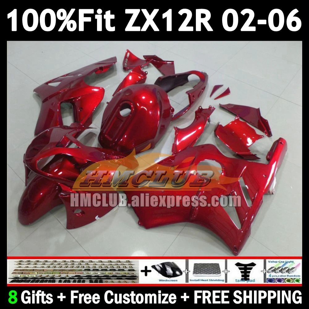 Metallic Red Injection For KAWASAKI NINJA ZX 12R 12 ZX-12R 2002 2003 2004 2005 2006 177No.27 1200CC ZX12R 02 03 04 05 06 Fairing