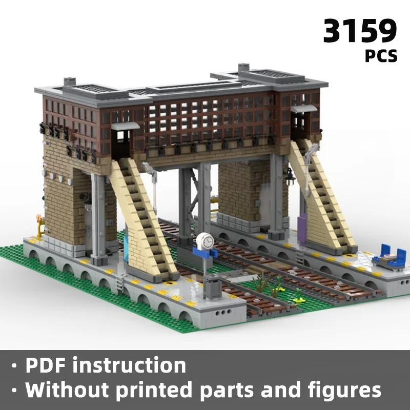 

Коллекционный железнодорожный строительный блок ориентир эпохи железной дороги для создания рабочего стола с ретро железнодорожных архитектурными блоками.