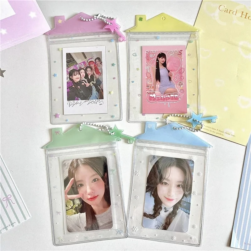 INS نمط Kawaii منزل على شكل حامل بطاقة الصورة ل 3 بوصة صور K-Pop المعبود Photocard حامل الغطاء الواقي غطاء بطاقة الهوية