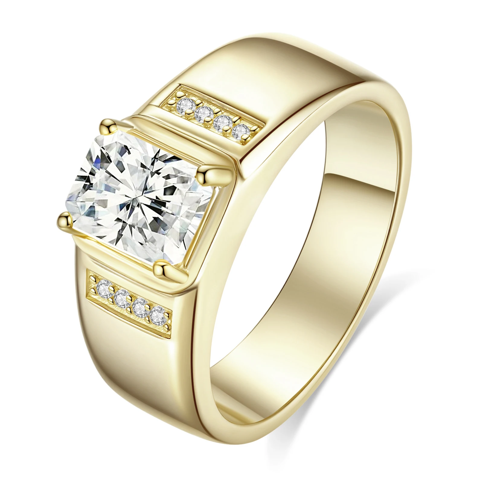 

2CT Radiant Cut Moissanite Engagement Ring D Color VVS1 Clarity Solitaire Moissanite Wedding Band S925 Sterling Silver 9K Gold