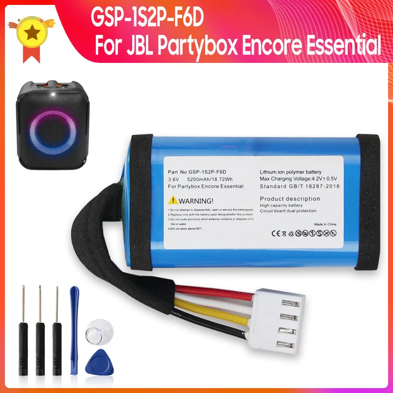 

Replacement Battery GSP-1S2P-F6D 5200mAh For JBL Partybox Encore Essential Portable Party Bluetooth Speaker Batteries With Tool
