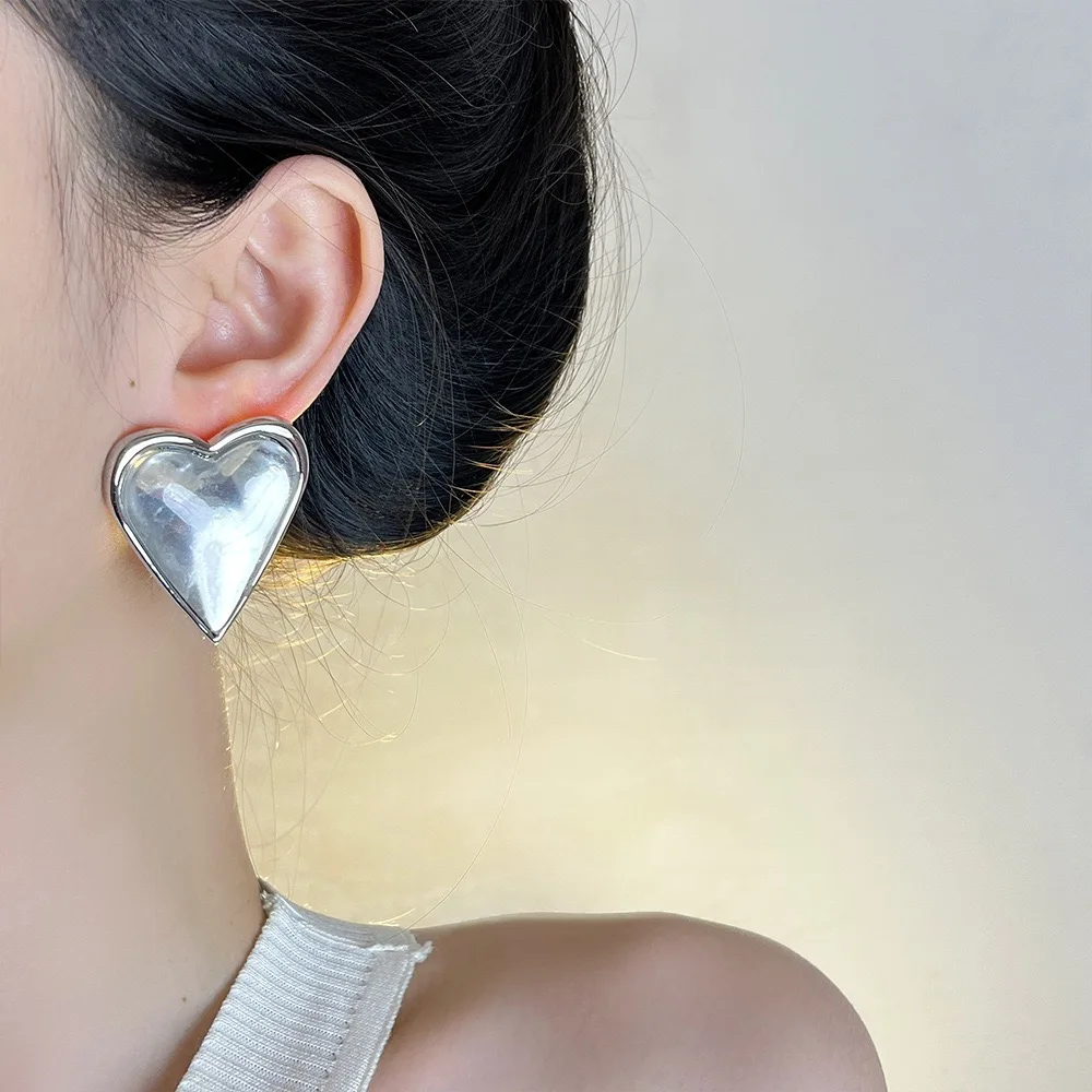 Korean Style Heart-Shaped Earrings for Women - Summer Jewelry