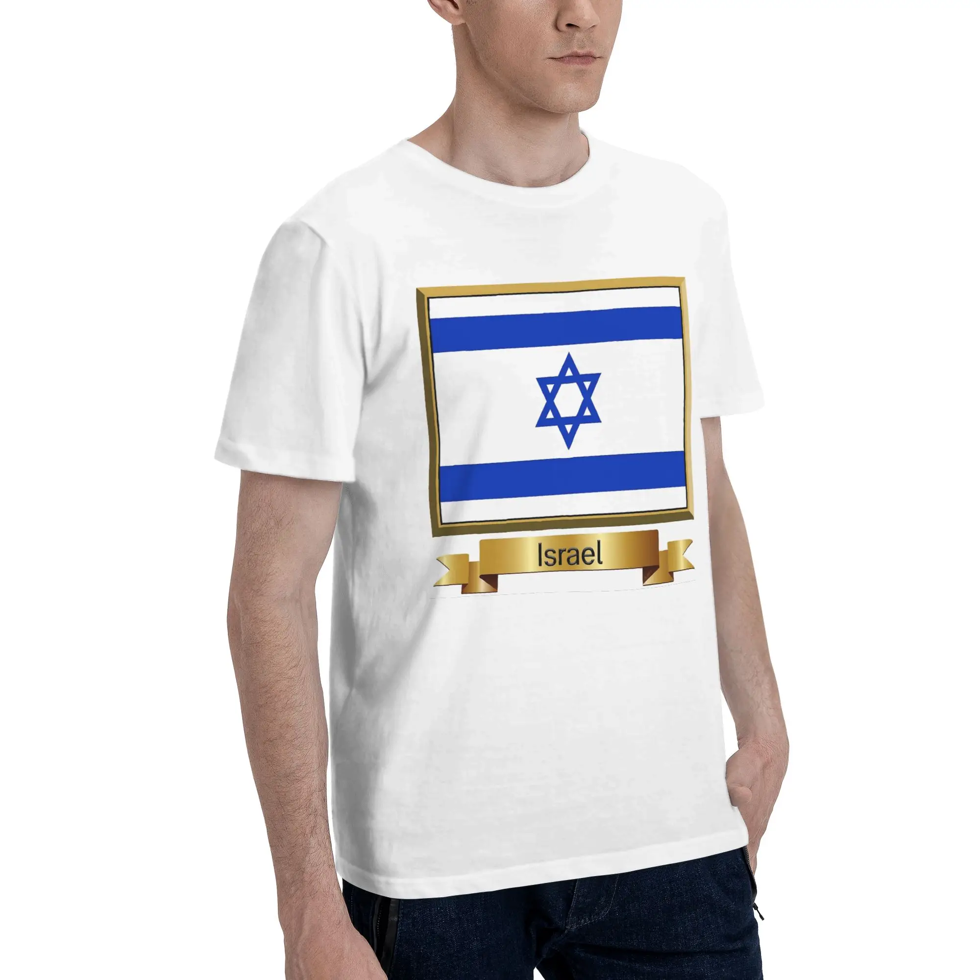 

Israel Flag Products - Named Men T-Shirt Plus Size T Shirts Men's Crew Neck Cotton Tees Short Summer Male