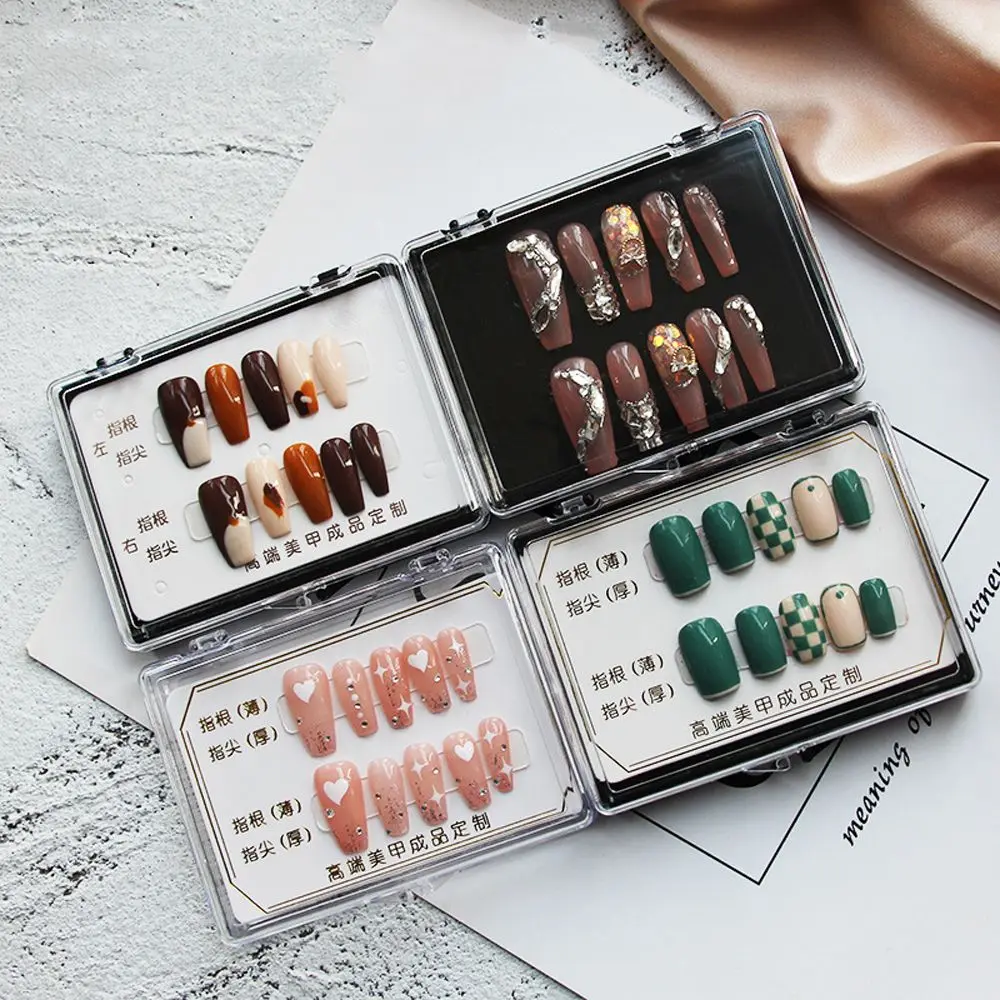 Storage Box Gift Box Clamshell Nail Tips Display Container False Nail Organizer Transparent Square Flip Box Nail Storage Box