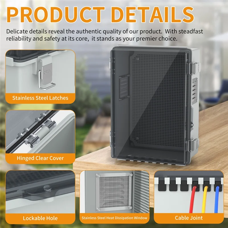 P4-Outdoor Plastic Waterproof Distribution Box With U-Shaped Hole Outdoor Hinge Power Box Outdoor Waterproof Junction Box