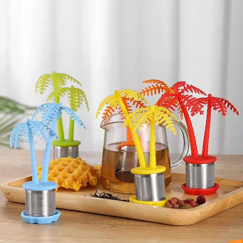 

Stainless Steel Coconut Tree Tea Infuser Silicone Tea Filter Filter Tea Dregs Brewer Kitchen Accessories Reusable Strainer Tools