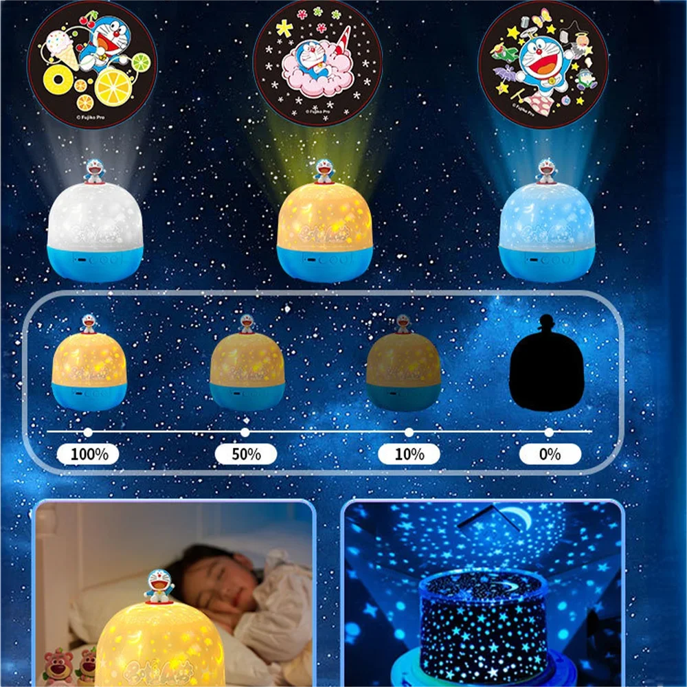 Anime Doraemon Night Light Project Lamp Cartoon Night Light Bedroom Party Atmosphere Decor Birthday Gift with 12PCS Films