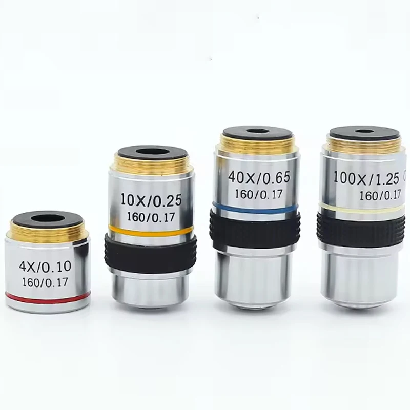 4X 10X 20X 40X 60X 100X Microscope Objective Lens Achromatic Objective Laboratory Biological Microscope Accessories