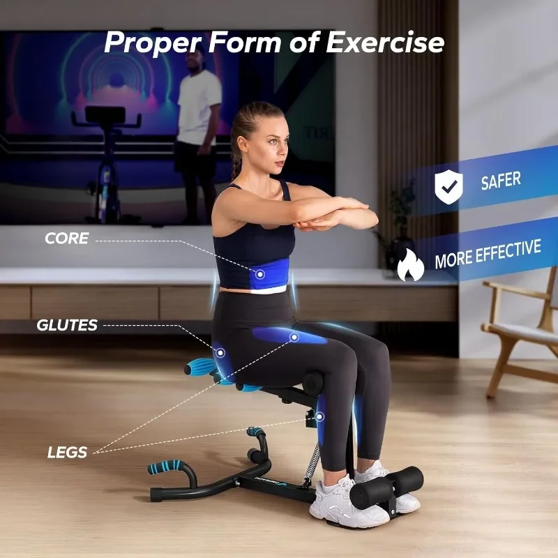 MERACH Máquina de sentadillas profundas para mujeres, máquina de entrenamiento de glúteos ajustable, máquina de entrenamiento de realce de piernas centrales para gimnasio en casa