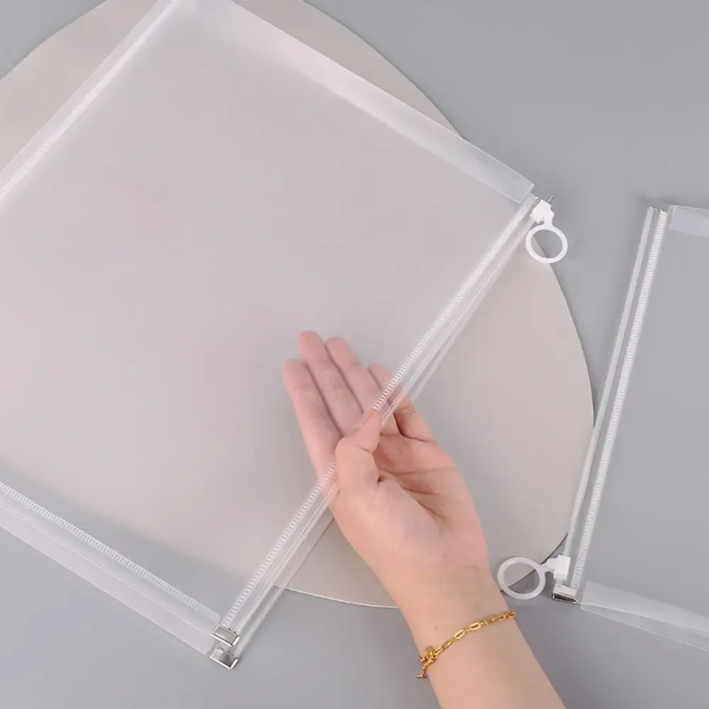 Thickened A4/A5/A6 File Bag Zipper Design Waterproof Document Folder Transparent Handheld Stationery Bag School Office