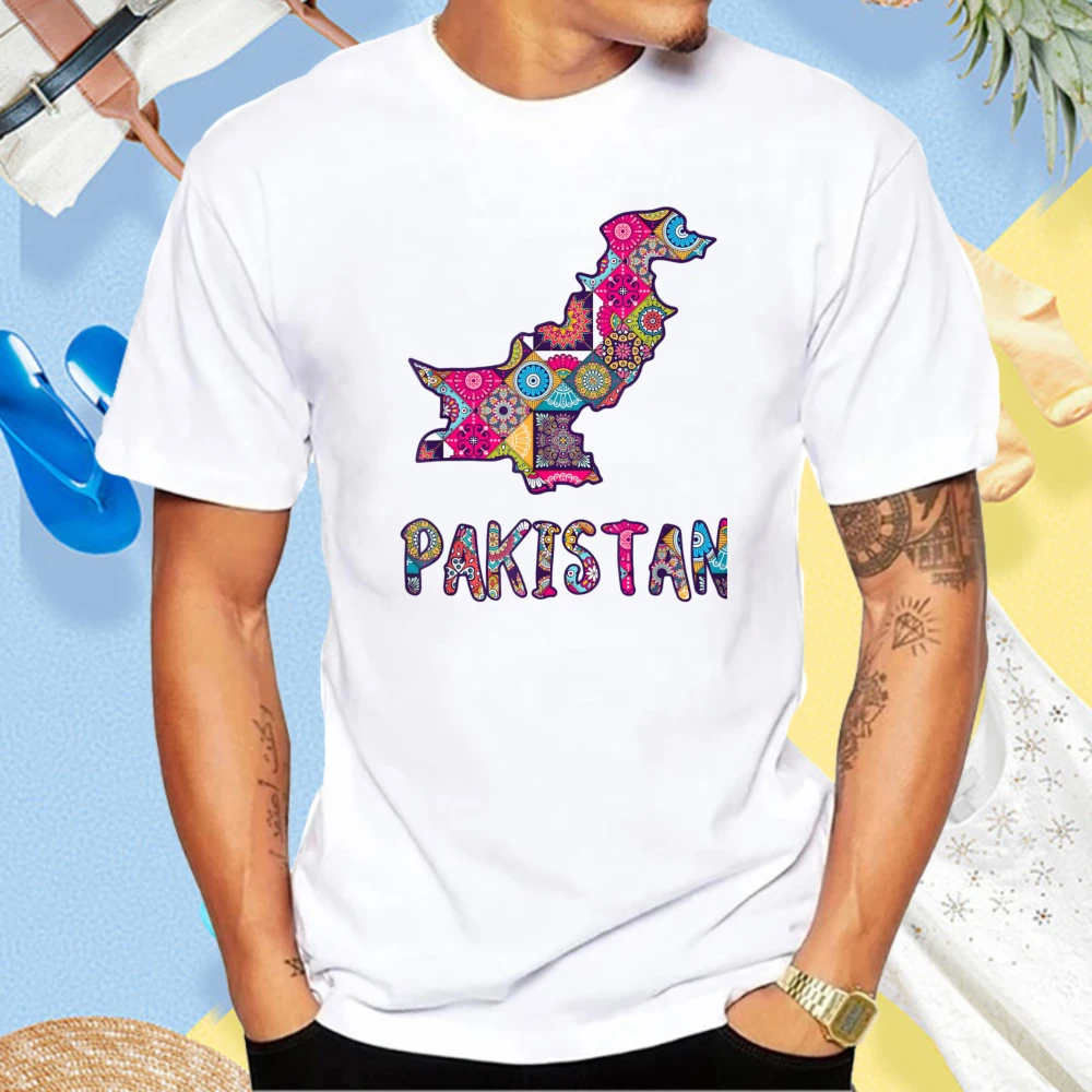 Pakistan Map Pakistani Art Graphic Printed T-Shirt Casual Fashion Loose Harajuku Man Women T Shirt Short Sleeve Cotton Tees