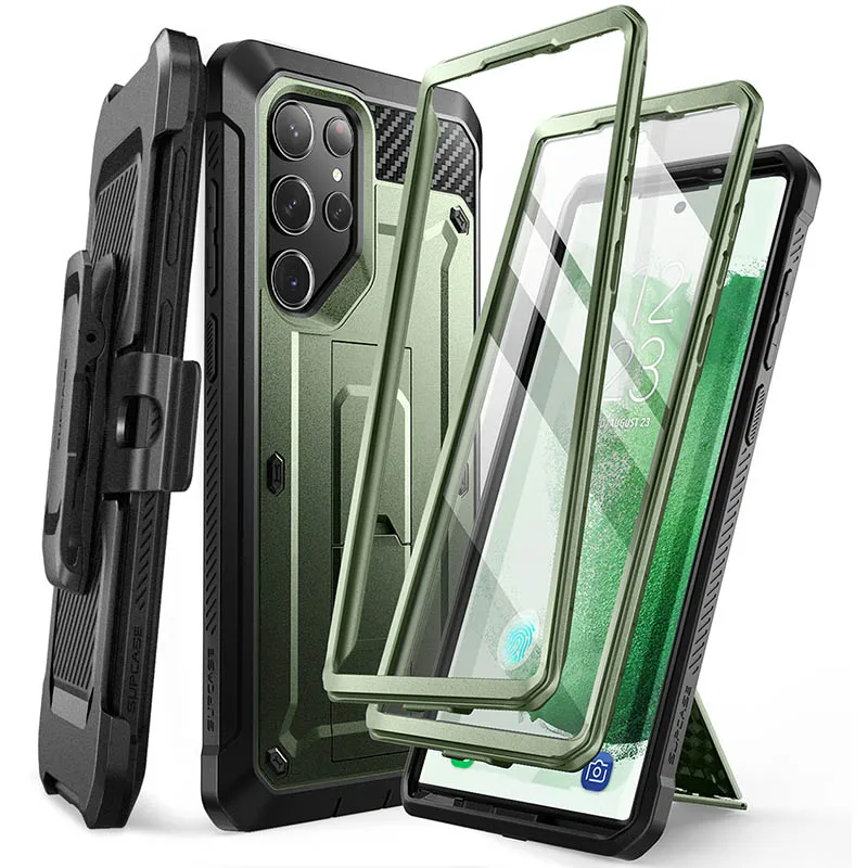 SUPCASE für Samsung Galaxy S23 Ultra Hülle 2023 UB Pro Ganzkörper-Doppelschicht-Robust-Hülle mit Gürtelclip und integriertem Displayschutz