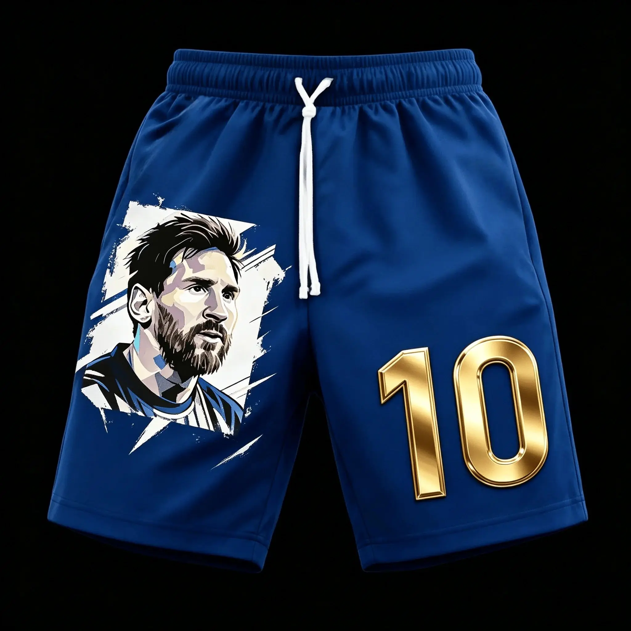 Latest Summer Messi Short Pants - Artistic Style Portrait - Breathable Version - Family Size