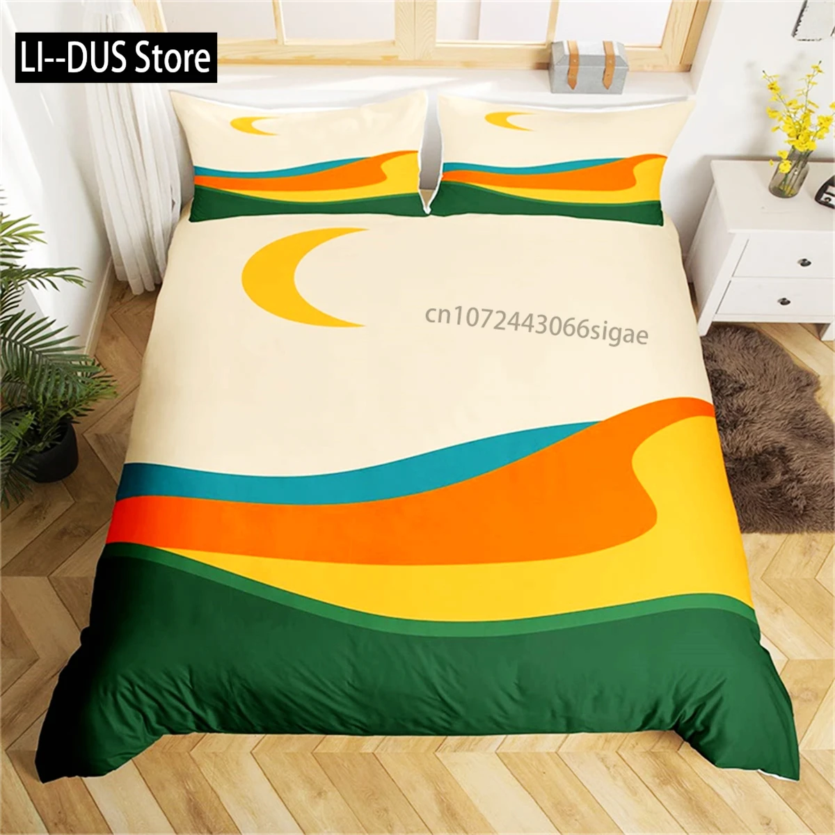 

Duvet Cover Color Matching Abstract Landscape Single King Queen Farmhouse Style Bedding Set Microfiber Man Woman Bedroom Decor
