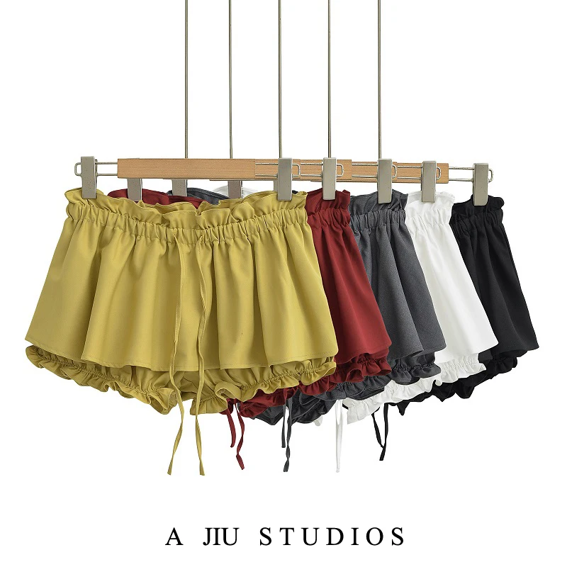 

Sweet Ballet Sle Cake Skirt Low Waist ort f Skirt for Women Wooden Ear Design Youthful Flower Bud Pants Skirt