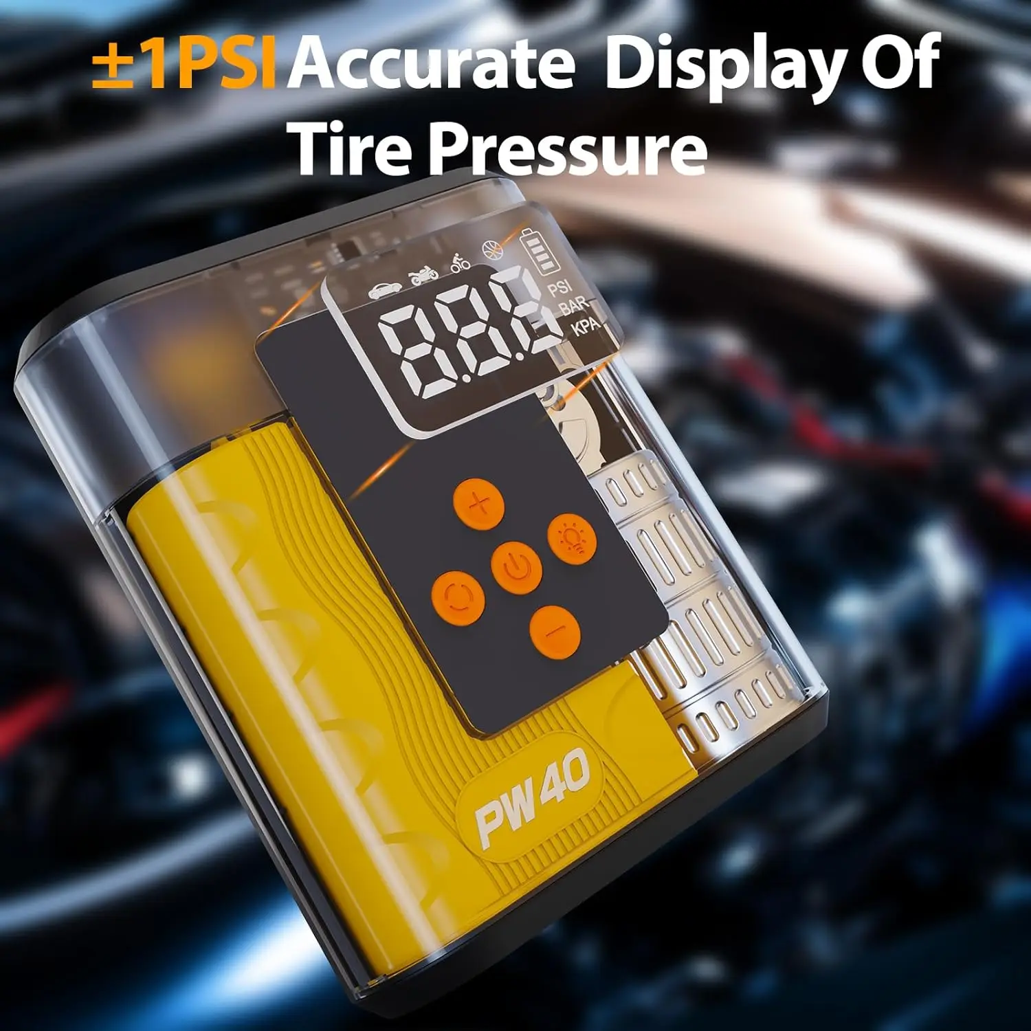 Стартер с воздушным компрессором, пиковая мощность 4000 А, накачиватель мощностью 200 фунтов на квадратный дюйм, светодиодная подсветка, USB-порты, аварийный комплект для газовых двигателей до 9,0 л.