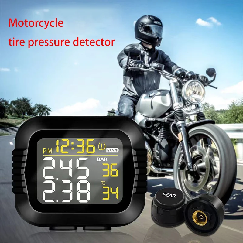 Motorcycle TPMS Tire Pressure Monitoring System Tyre Tester Alarm  LCD Colorful Display Shift For Status