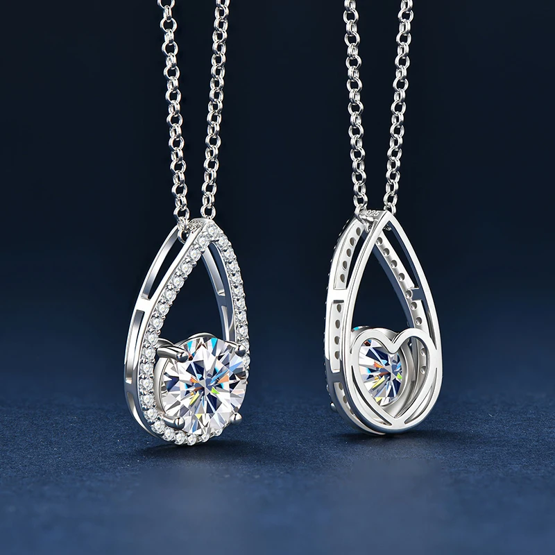 

Anziw 3CT 2CT 1CT D VVS1 Moissanite Pendant Necklace for Women 925 Silver Adjustable Chain Teardrop Necklaces 2025 Jewelry Gift