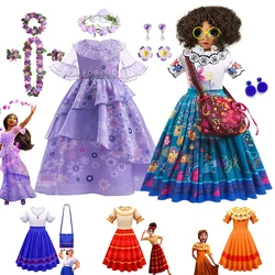 Girls Encanto Charm Dresses Carnival Halloween Children Princess Mirabel Dress Birthday Party Madrigal Costume Kids Prom Gowns