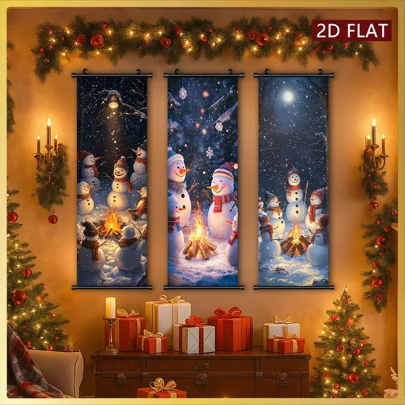 VIKAMA Christmas 3-Piece Door Banner Set, Nutcracker Soldier Doorway Wall Scroll for Xmas Entryway Party Decor
