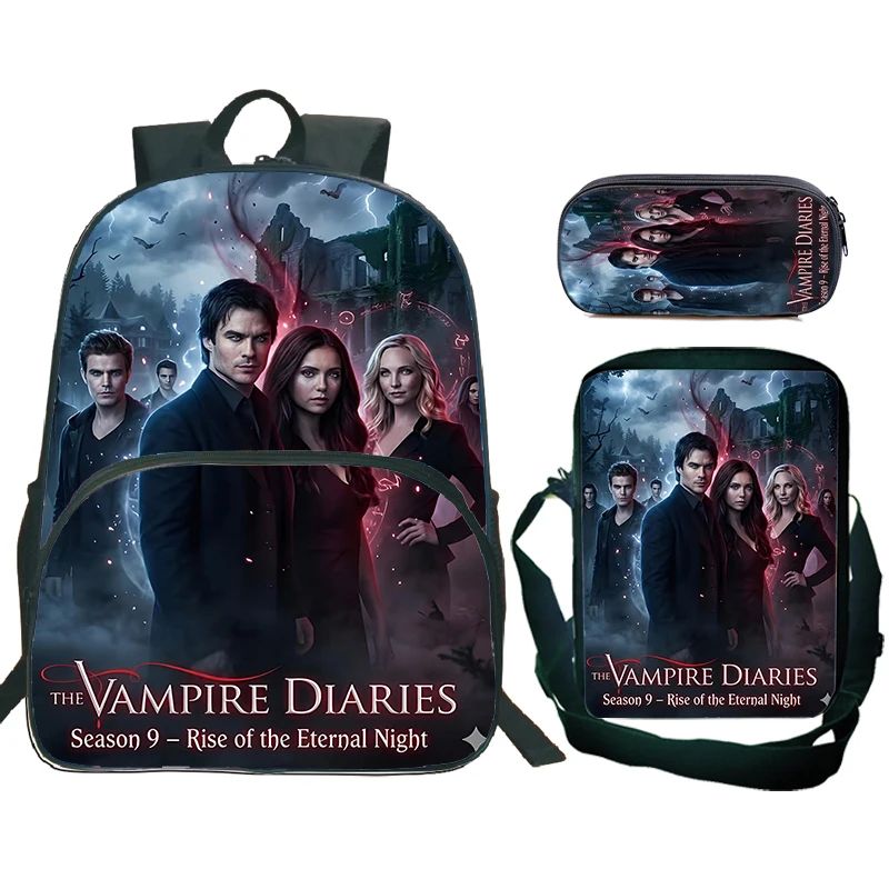 The Vampire Diaries Backpack for Boys Girls Bookbag 3Pcs/set Students Hot Movies Schoolbag Waterproof Children Backpack Mochila