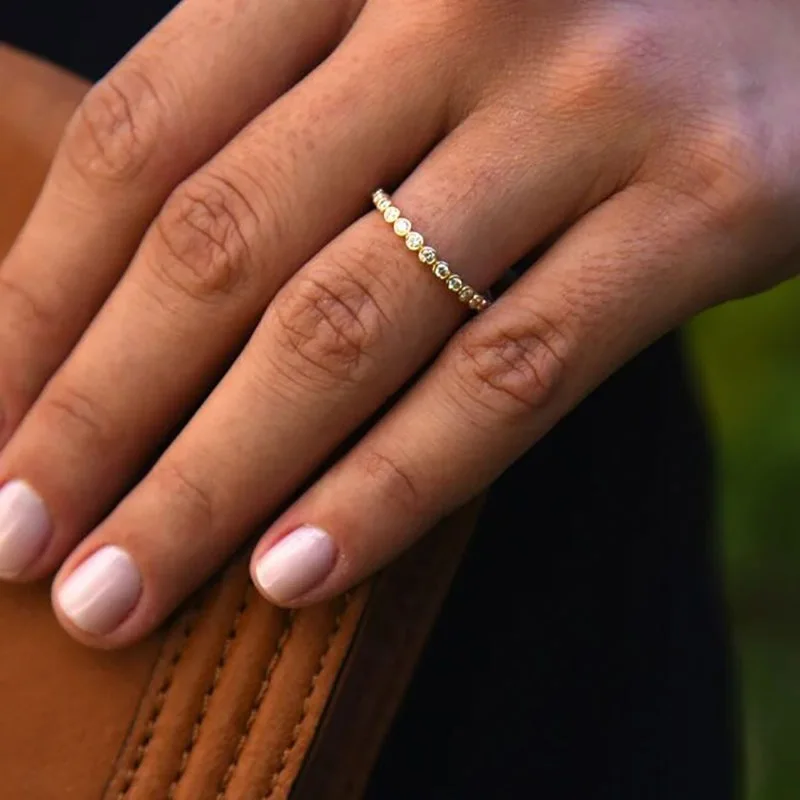 Lnngy Zertifizierter D-Farbton VVS1 3mm Moissanit Stapelbarer Ewigkeitsring 14k Gold Filled Eheringe für Frauen Funkelnder Schmuck – Detail 5