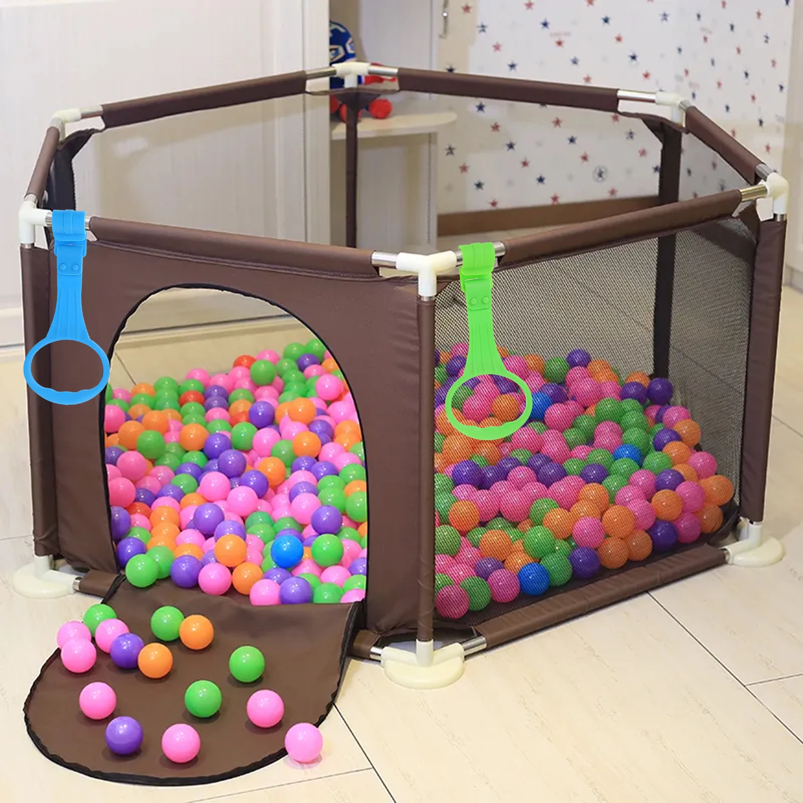 

4pcs Bed Puzzle Cot Hanging Infant Pull Ring Rings Infant Pull Rings Stand Up Tools Bright PP Kids Walking Nursery Decor