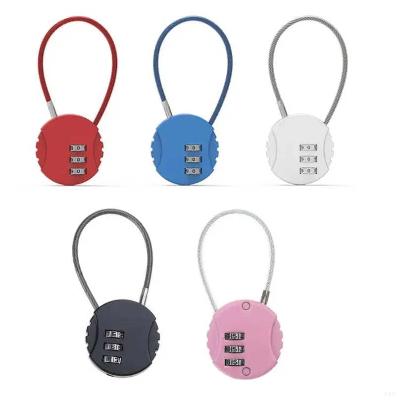 A3PA Small Travel Luggage Lock 3 Digit Combination Padlock Small Wire Rope Password Lock for Backpacks Gym School Lockers