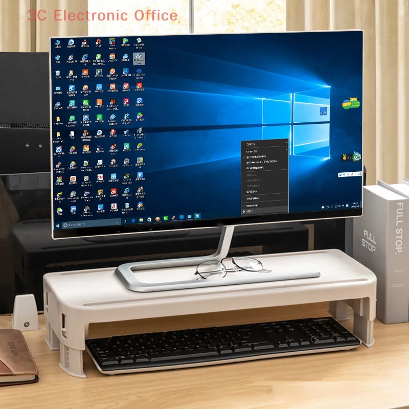 High Adjustable Computer Screen Holder With Drawer PC Monitor Riser Stand Bracket For Laptop Printer Keyboard Desktop Organizers