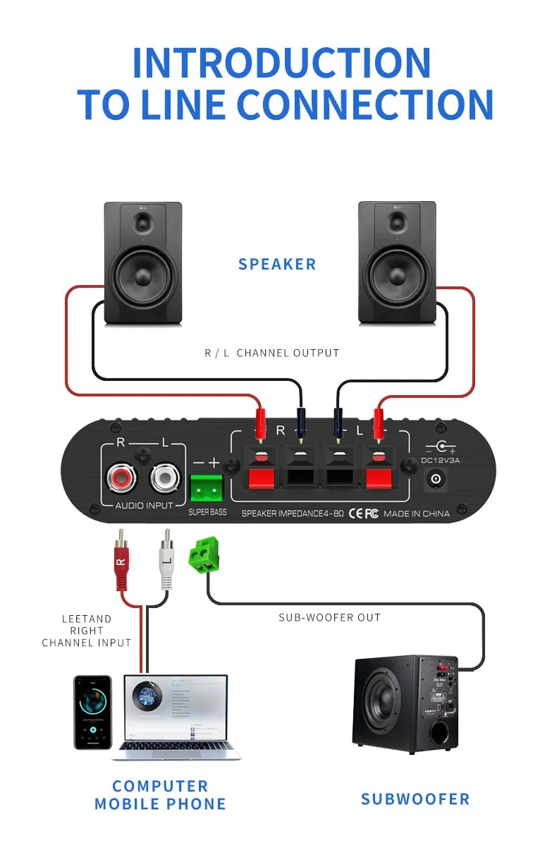 LEPY LP-838USB Bluetooth 5.0 Amplifiers 2.1 3 Channel Super Bass Support USB Lossless Music Play With Remote Control Digital Amp