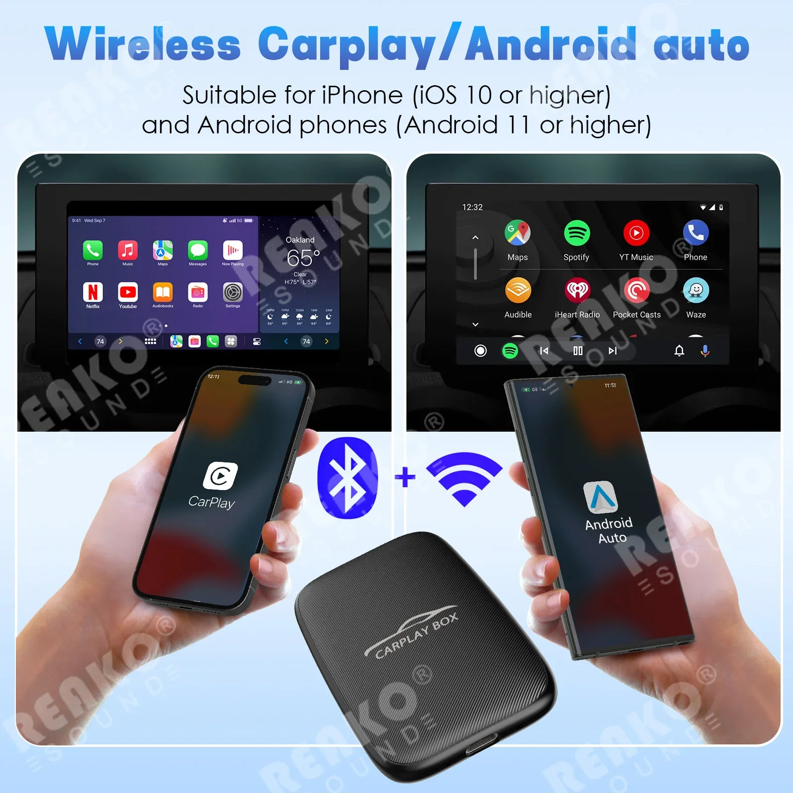 4 in 1 Carplay Box Wireless Android Auto Carplay Adapter Android system Navigation Support YouTube Netflix Car Streaming type-C