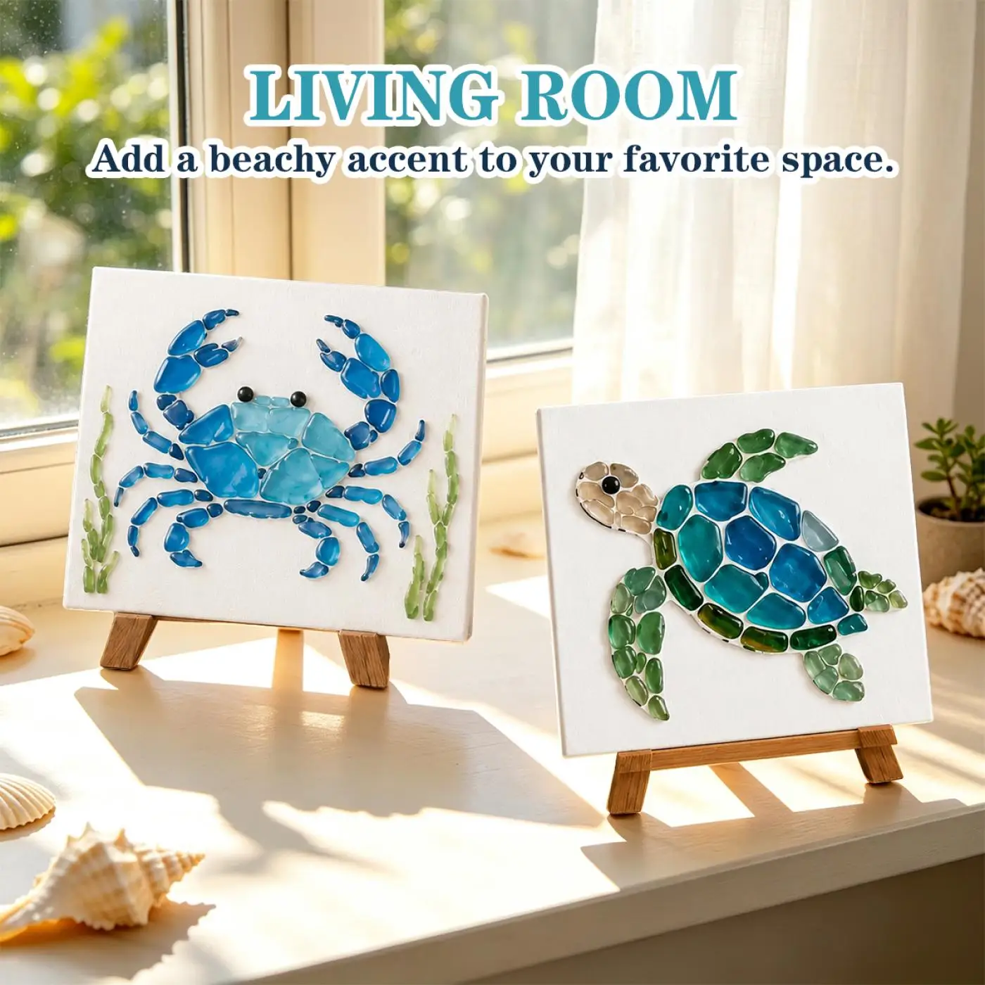 DIY Marine Art Kit Glass Pieces Ocean DIY Sea Glass Art Kit Sea Creature Home Table Decor Animal Shaped Crushed Glass Art