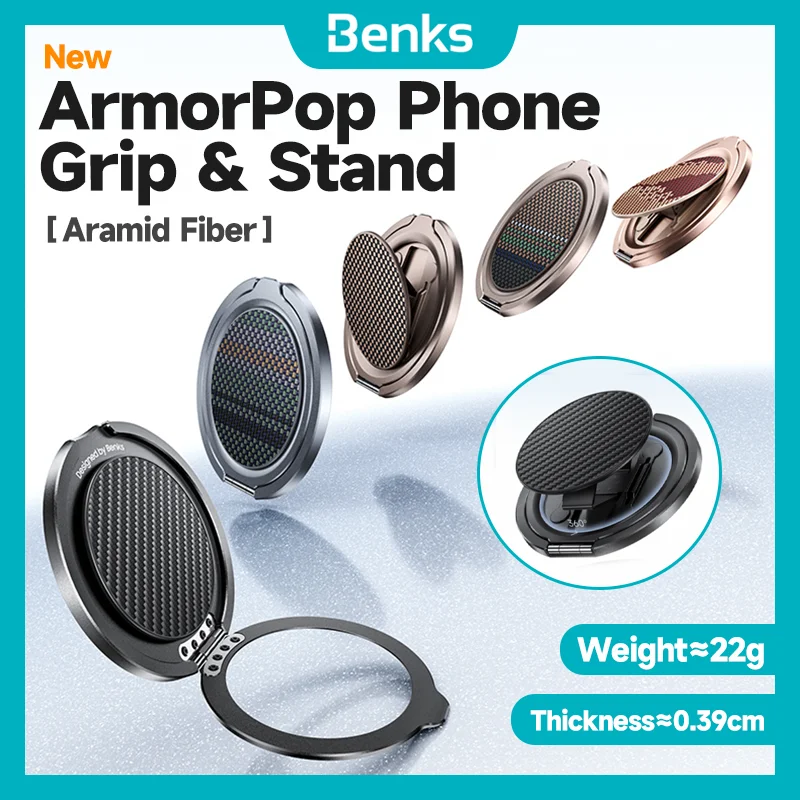 

Benks Magnetic Ring Holder for iPhone 0.39mm ultra thin metal stand 360° Rotating ring holder Aramid Fiber New