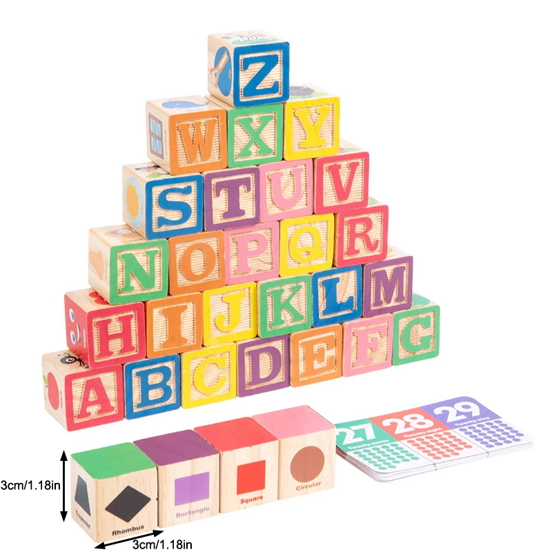 Blocchi numeri in legno Montessori Giocattoli per l'apprendimento precoce per bambini Lettere Forma Colore Cognizione animale Puzzle educativo prescolare