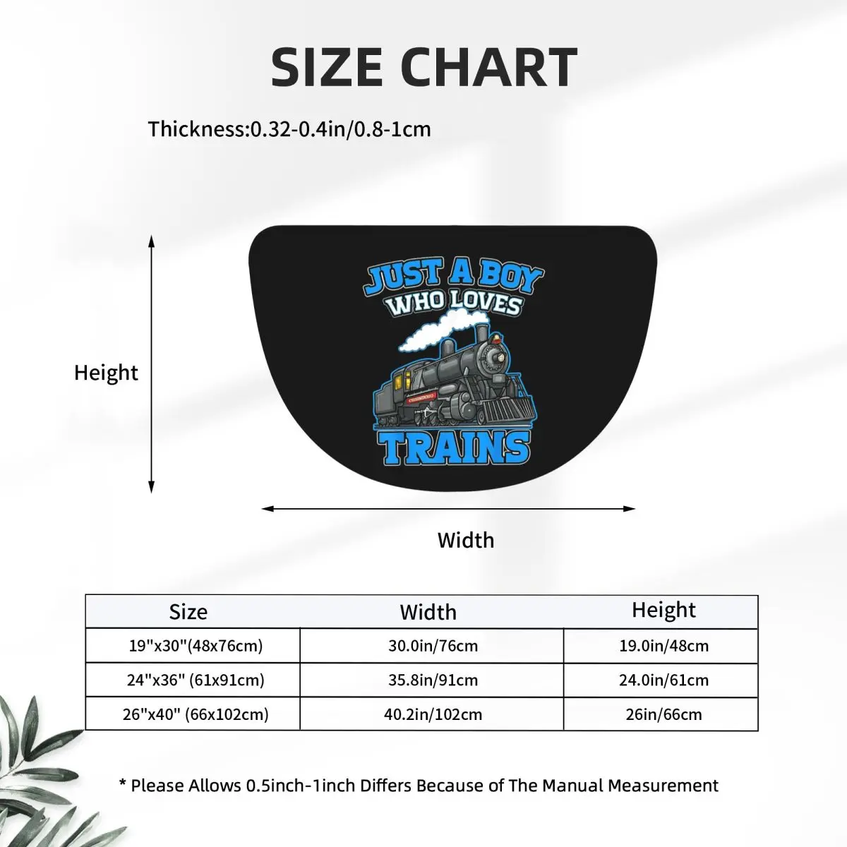 Just A Boy Who Loves Trains Funny Boys Trains Flannel Half Round Doormat Non Slip Bathroom Mat Absorbent Floor Carpet for Garage