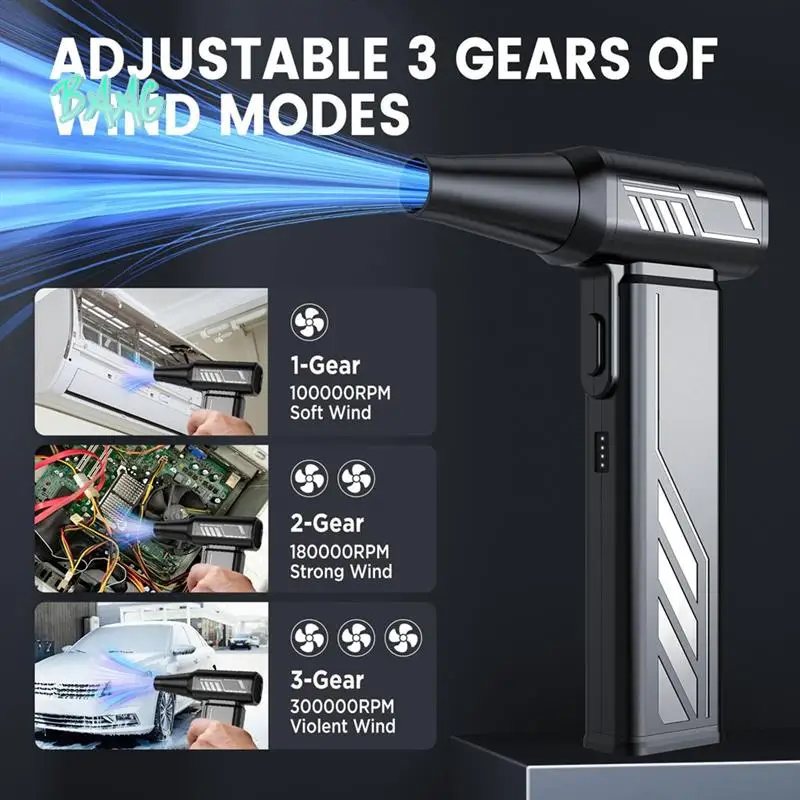 BAAG-Compressed Air Duster,Turbo-Fan-Pc Duster Electric Brushless 300000RPM-Air Duster Blower Portable Jet Turbo Fan